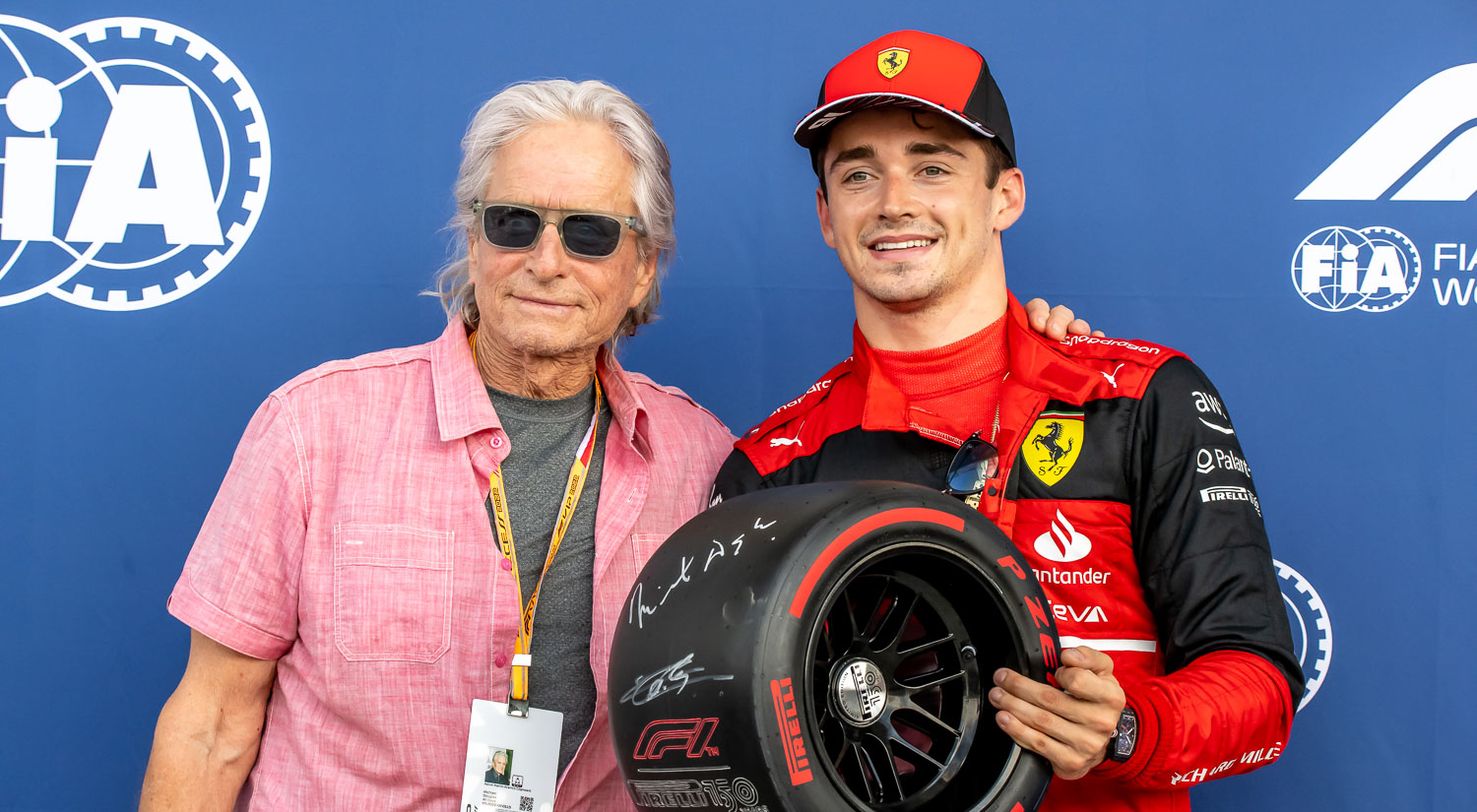 Michael Douglas and Charles Leclerc, Miami International Autodrome, 2022